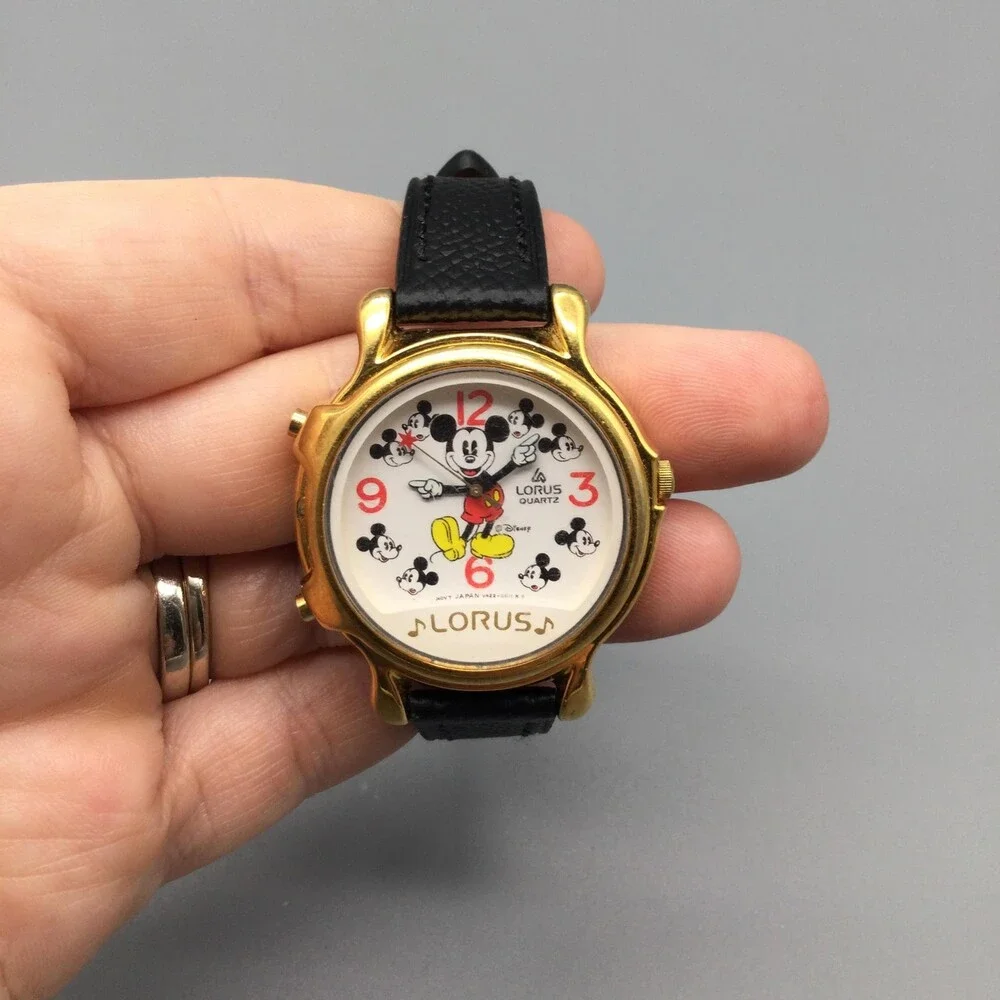 Lorus Boys Watch 31mm Disney Mickey Mouse Dial Gold Tone V422-0010 New Battery